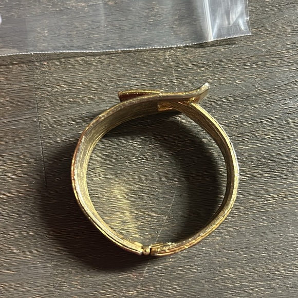 Red and Gold Geometric Bracelet Hinged Buckle Style - Picture 2 of 4